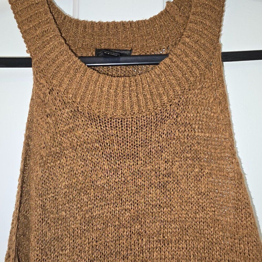 Worthington Womens High Neck Sleeveless Pullover Sweater Brown Large